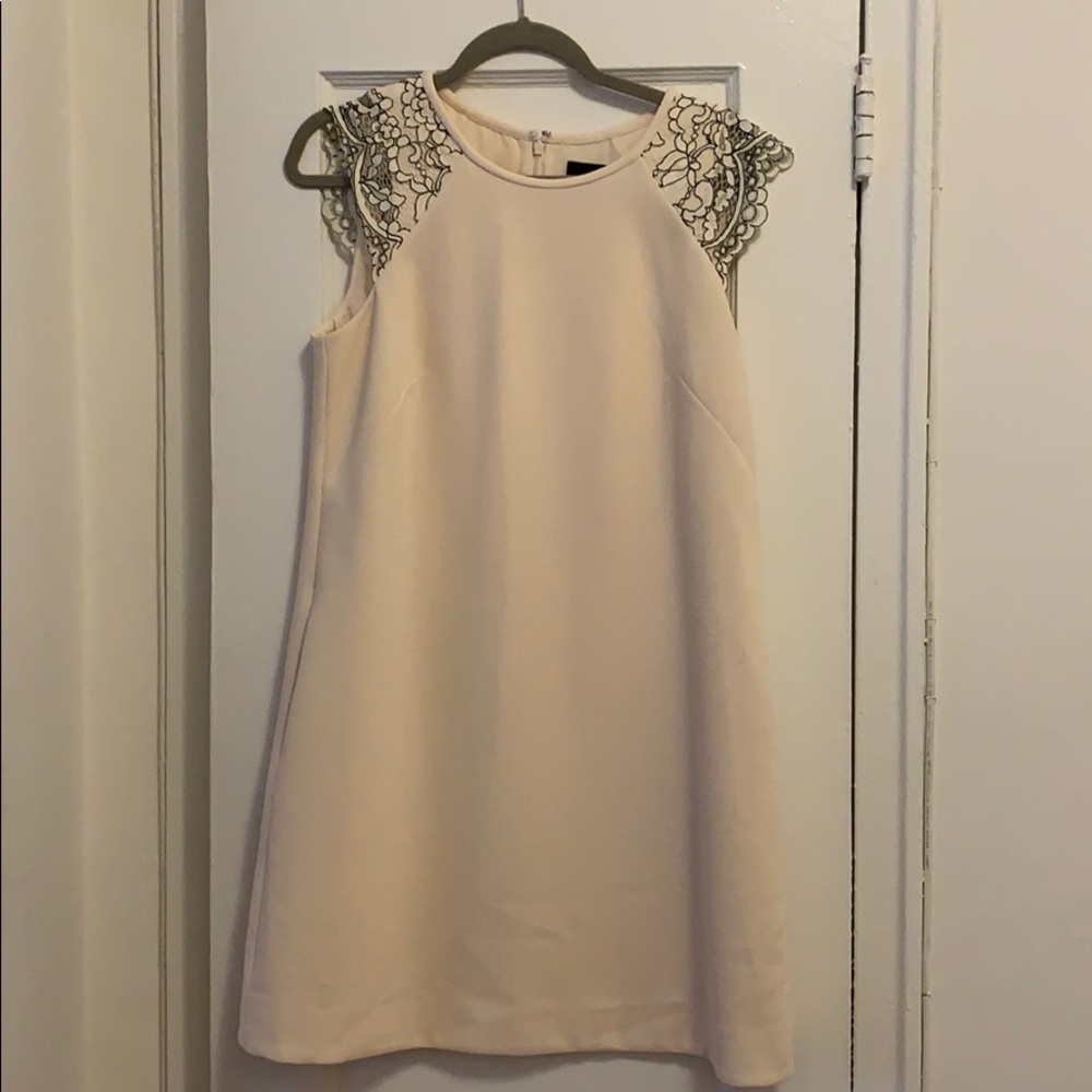 J. Crew Crepe Lace Cream Dress 10